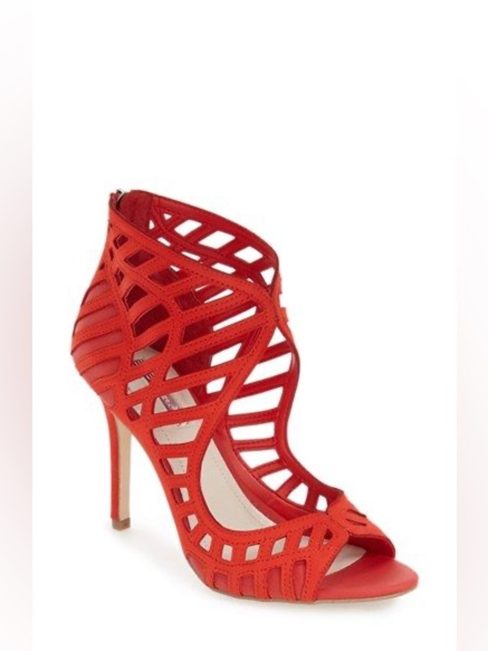 BCBGeneration Red Strappy Cutout Stiletto Sandals